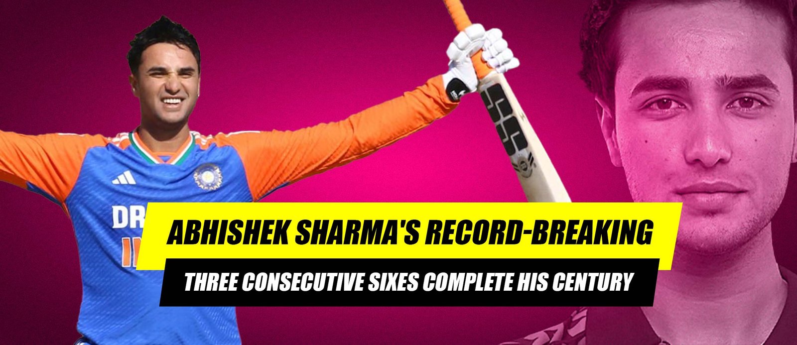 Abhishek Sharma’s Record-Breaking Three Consecutive Sixes Complete His Century