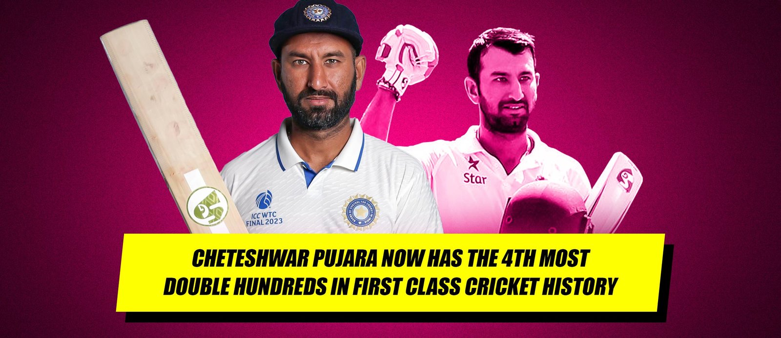 Pujara Now Has The 4th Most Double Hundreds in First Class Cricket History