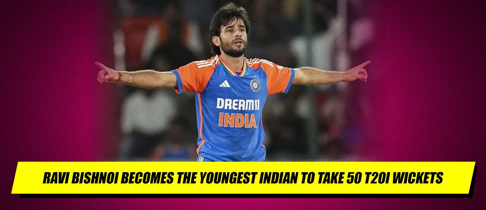 Ravi Bishnoi Becomes the Youngest Indian to Take 50 T20I Wickets