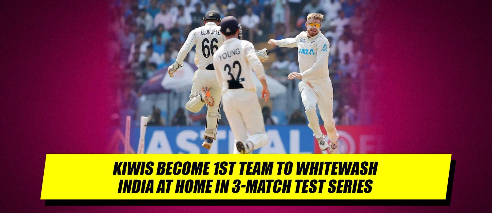 Kiwis Become 1st Team to Whitewash India at Home In 3-Match Test Series